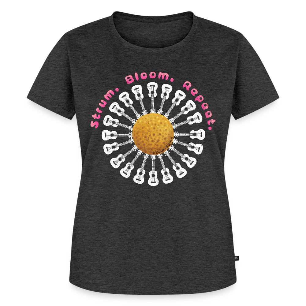 Damen Premium T-Shirt - "Strum. Bloom. Repeat." - Anthrazit meliert