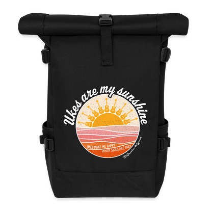 Ukulele Rolltop Rucksack "Ukes are my sunshine" - Schwarz