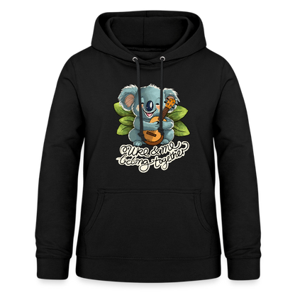 Frauen Hoodie - "Uke and me belong together" - Schwarz