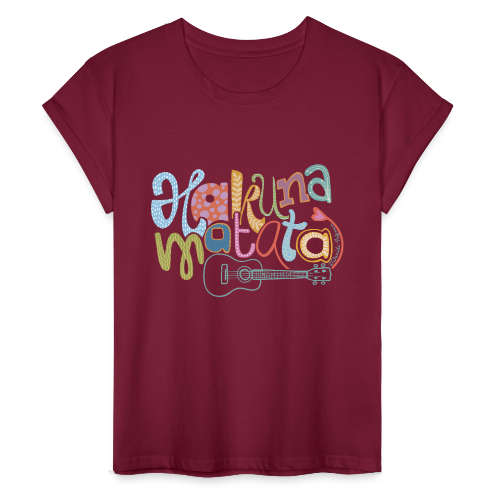 Ukulele Damen T-Shirt - "Hakuna Matata" - Bordeaux