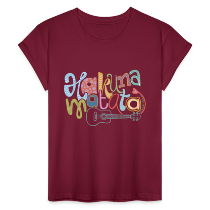 Ukulele Damen T-Shirt - "Hakuna Matata" - Bordeaux