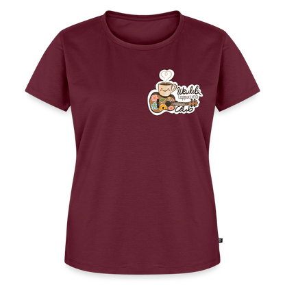 Damen Premium T-Shirt - „Ukulele Cappuccino Club" - Burgunderrot