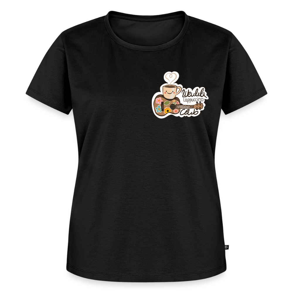Damen Premium T-Shirt - „Ukulele Cappuccino Club" - Schwarz