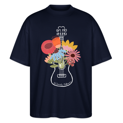 Ukulele Damen T-Shirt - "Flower Power" - CURVY VIBES - Navy