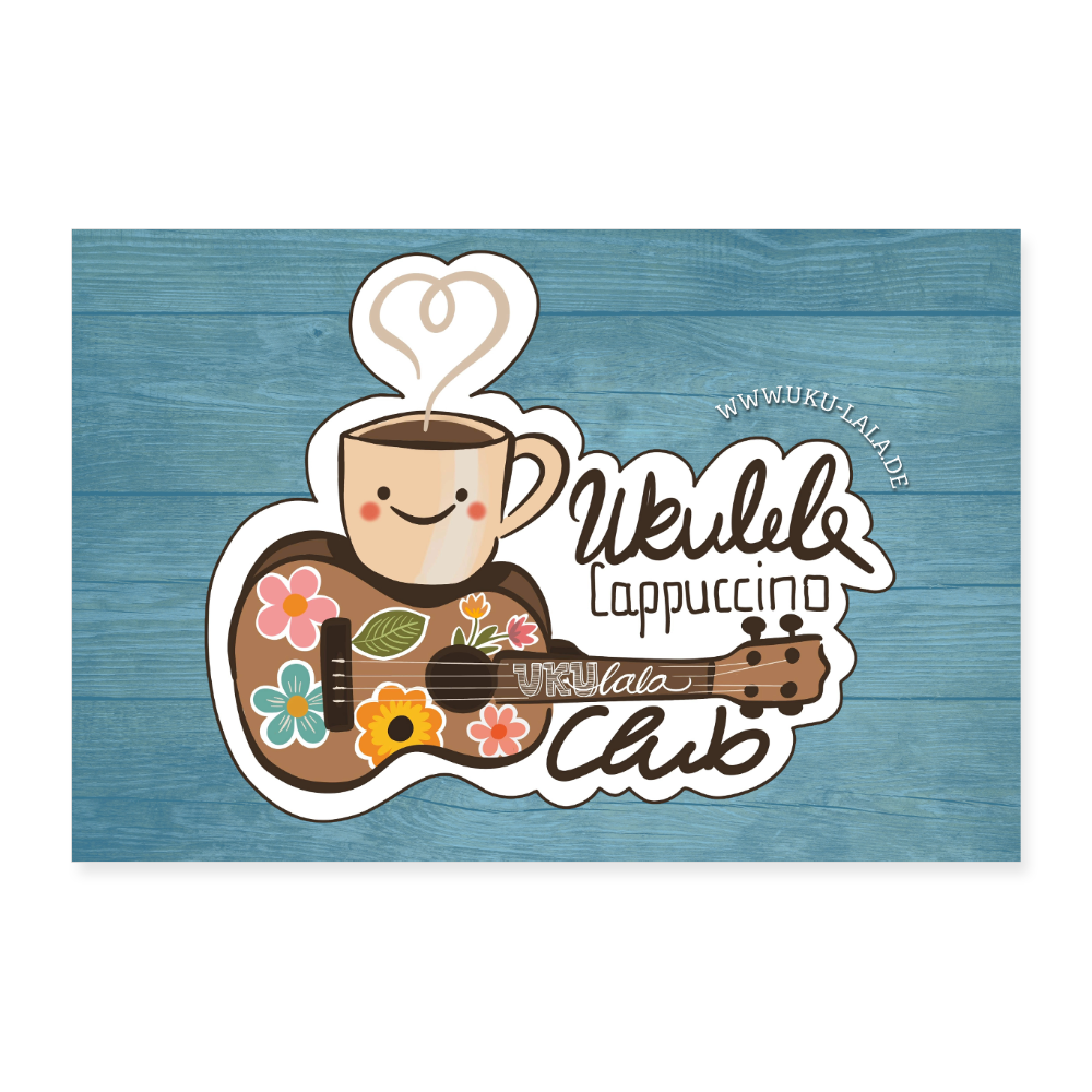Poster "Ukulele Cappuccino Club" - 60x40 cm - Weiß