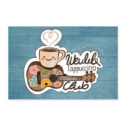 Poster "Ukulele Cappuccino Club" - 60x40 cm - Weiß