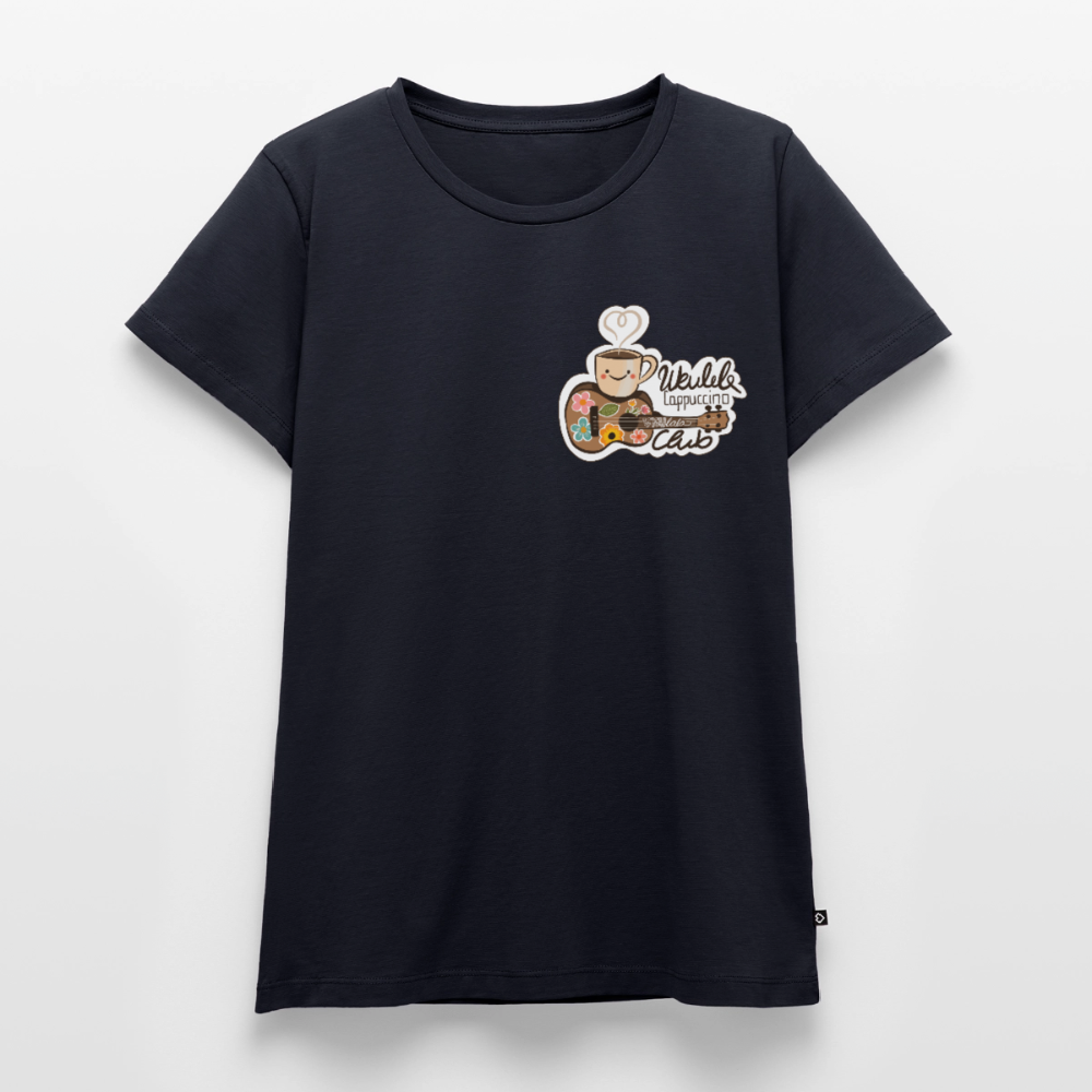 Damen Premium T-Shirt - „Ukulele Cappuccino Club" - Navy