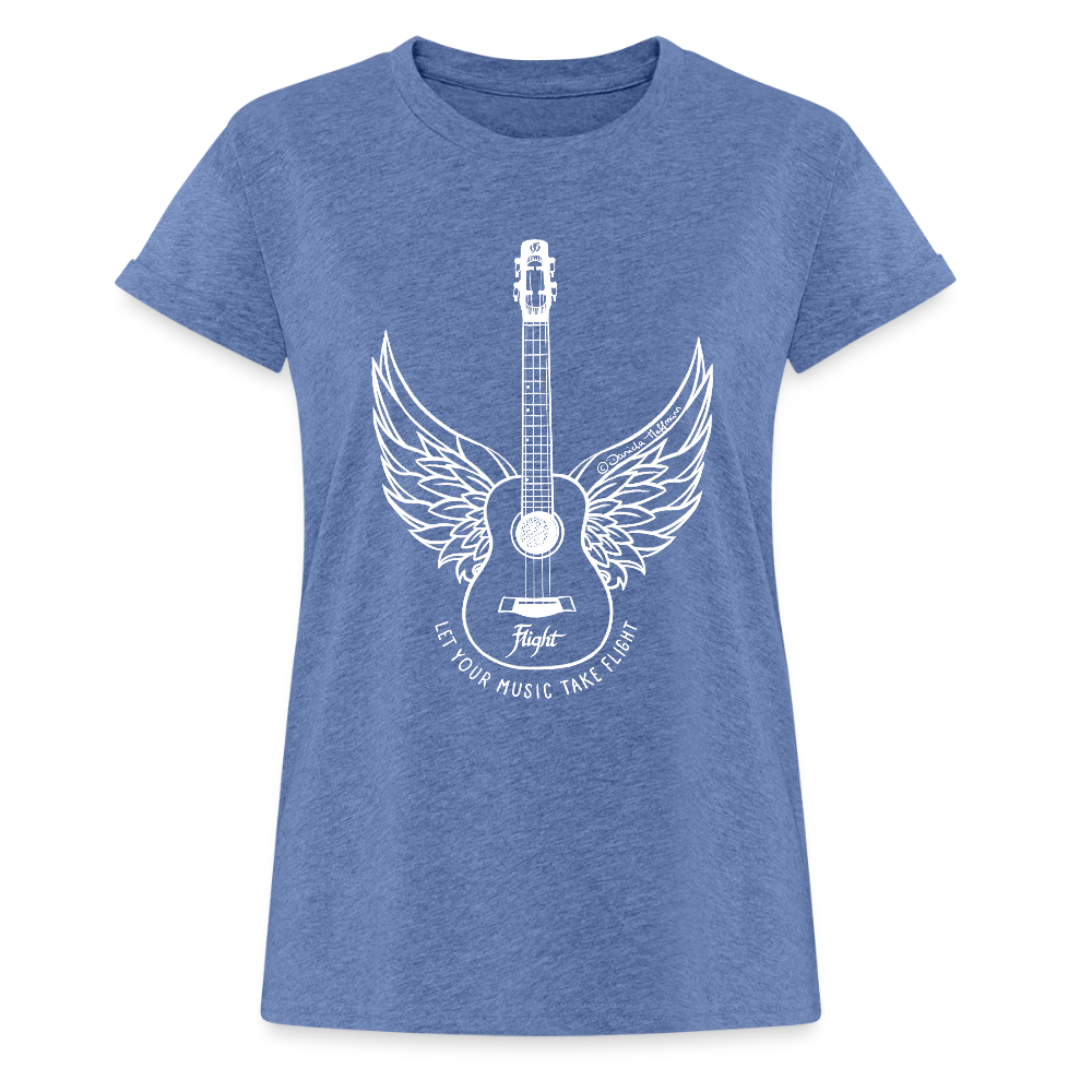 Ukulele Damen T-Shirt - "Let your music take flight" - Denim meliert