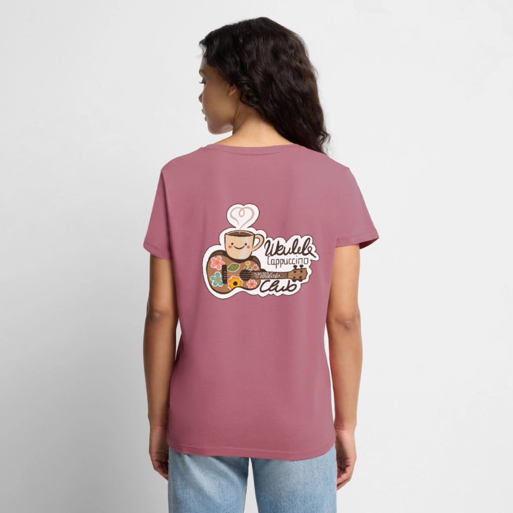 Damen Premium T-Shirt - „Ukulele Cappuccino Club" - Mauve