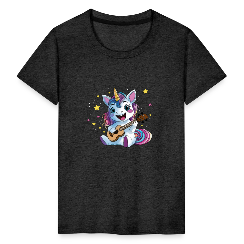 Kinder Premium T-Shirt "Ukulele-Einhorn" - Anthrazit