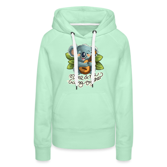 Frauen Premium Hoodie - "Uke and me belong together" - helles Mintgrün