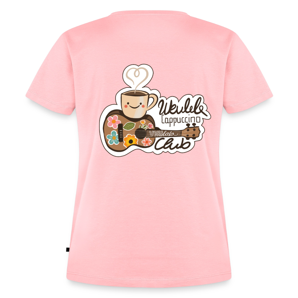 Damen Premium T-Shirt - „Ukulele Cappuccino Club" - Rosa