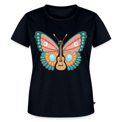 Damen Premium T-Shirt - "Ukulele Schmetterling" - Navy
