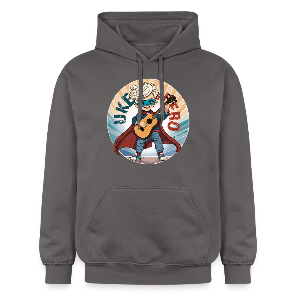 Unisex Hoodie - "Uke-Hero" - handgezeichnetes Design - Dunkelgrau