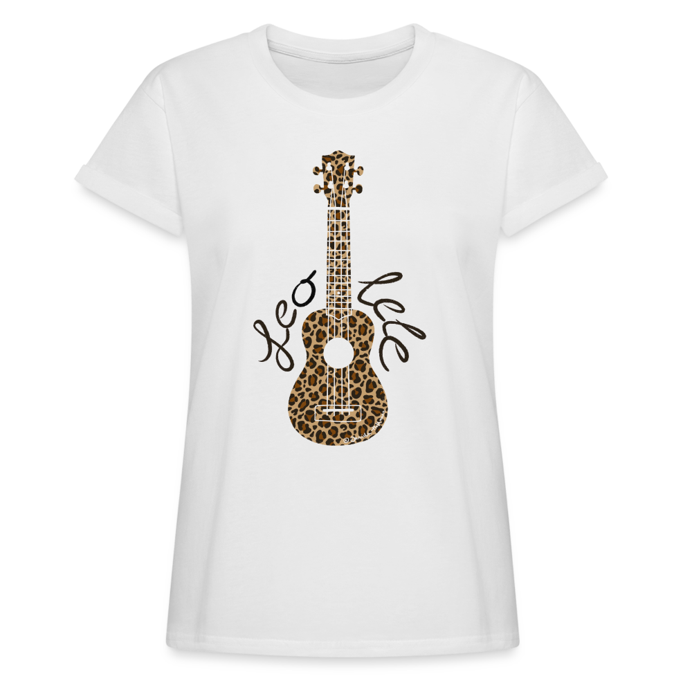 Ukulele Damen T-Shirt Oversize - "Leo-lele" - Weiß