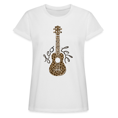 Ukulele Damen T-Shirt Oversize - "Leo-lele" - Weiß