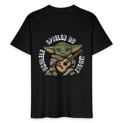 Ukulele T-Shirt Unisex - "Meister Yoda: Ukulele spielen du musst" - Schwarz