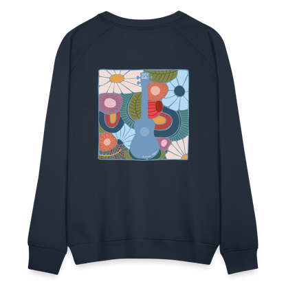 Ukulele-Sweatshirt - Motiv "Modern Flowers" - handgezeichnetes Design - Navy