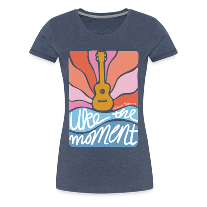 Damen Premium T-Shirt - "Uke the moment" - Blau meliert