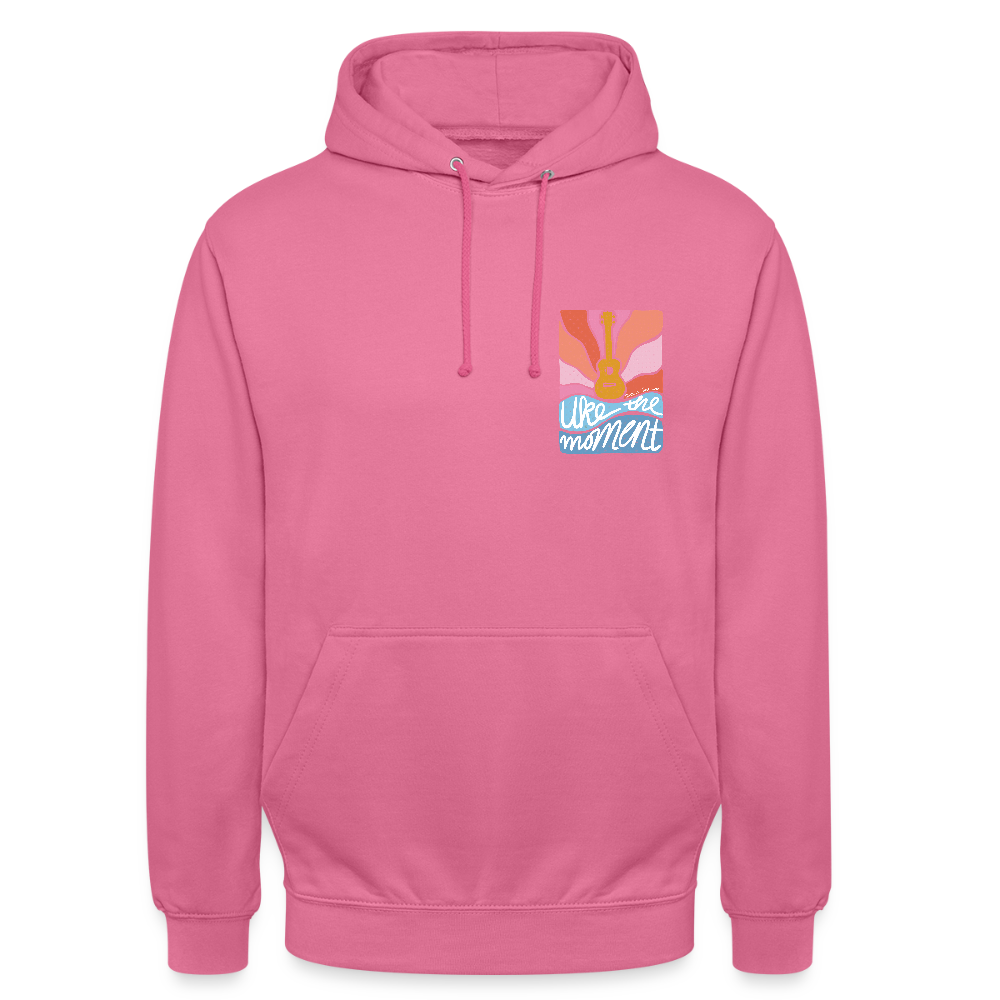Ukulele Unisex Hoodie - "Uke the moment" - Pink