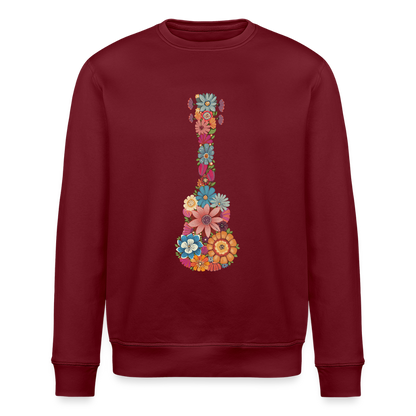 Ukulele-Sweatshirt - "Blüten-Ukulele" - Burgunderrot