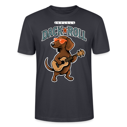 Unisex Ukulele-T-Shirt - „Dack’n’Roll“ - Dunkles Graublau