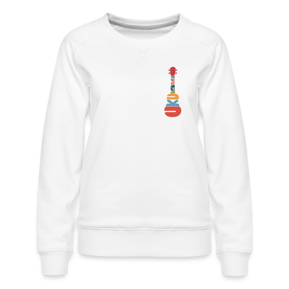 Ukulele-Sweatshirt - Motiv "Modern Flowers" - handgezeichnetes Design - Weiß