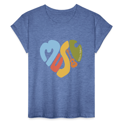 Ukulele Damen T-Shirt - "Music love" - Denim meliert
