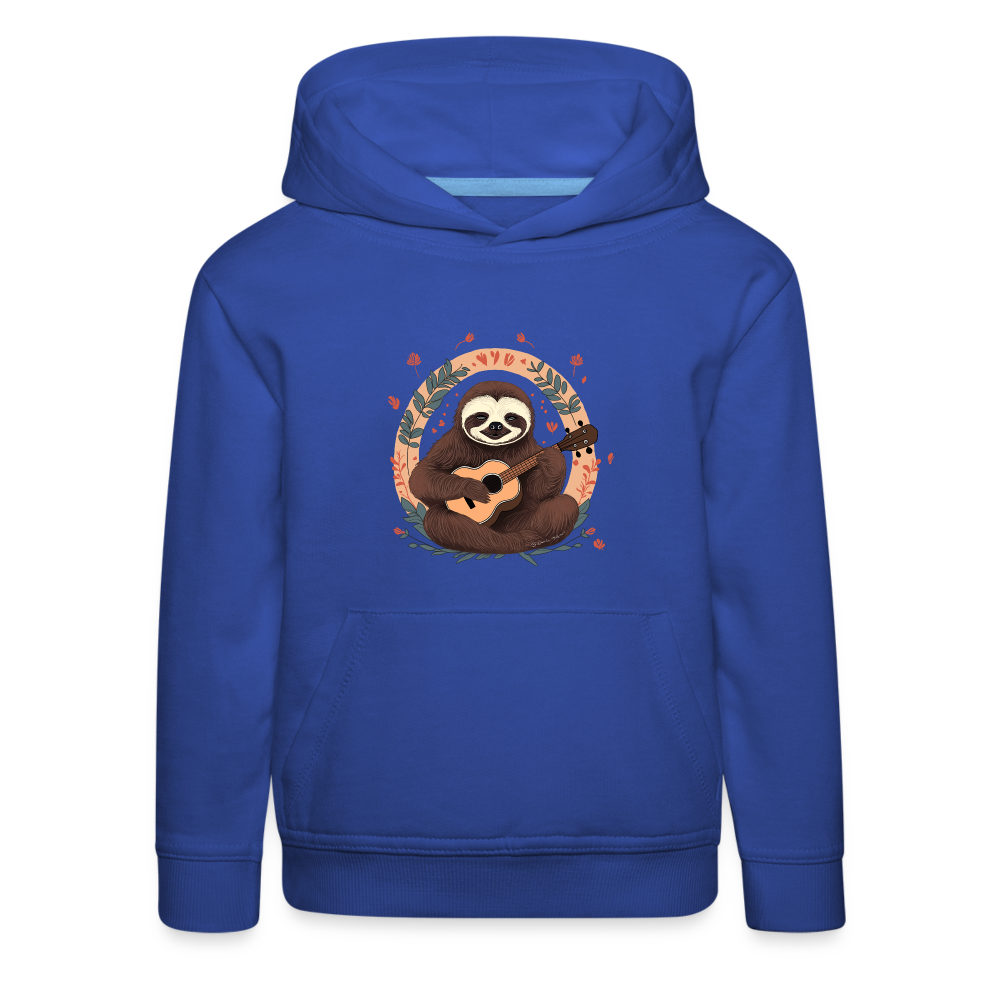 Kinder Premium Hoodie - Ukulele Faultier - Royalblau