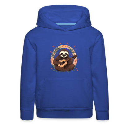 Kinder Premium Hoodie - Ukulele Faultier - Royalblau