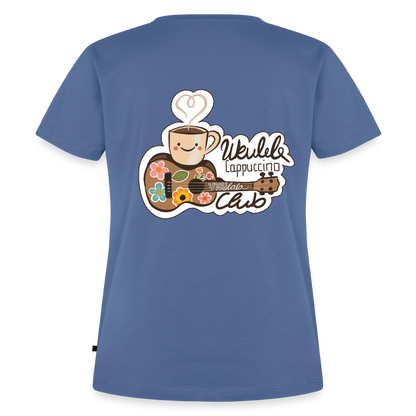 Damen Premium T-Shirt - „Ukulele Cappuccino Club" - Taubenblau