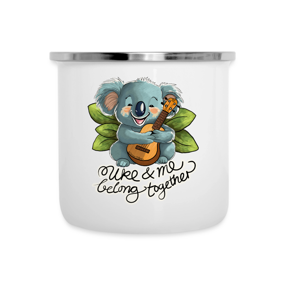 Emaille-Tasse "Uke & me belong together" - Weiß