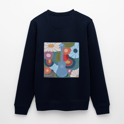 Ukulele-Sweatshirt - "Modern Flowers" - Navy