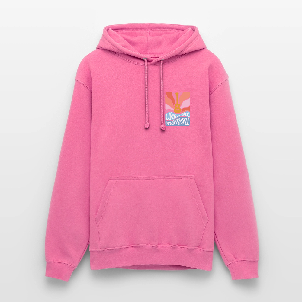 Ukulele Unisex Hoodie - "Uke the moment" - Pink