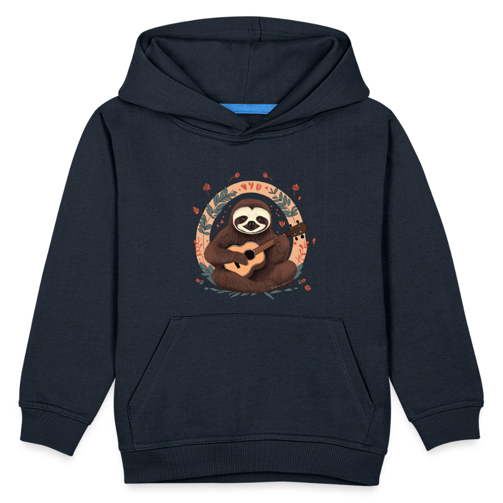 Kinder Premium Hoodie - Ukulele Faultier - Navy