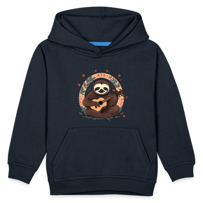 Kinder Premium Hoodie - Ukulele Faultier - Navy