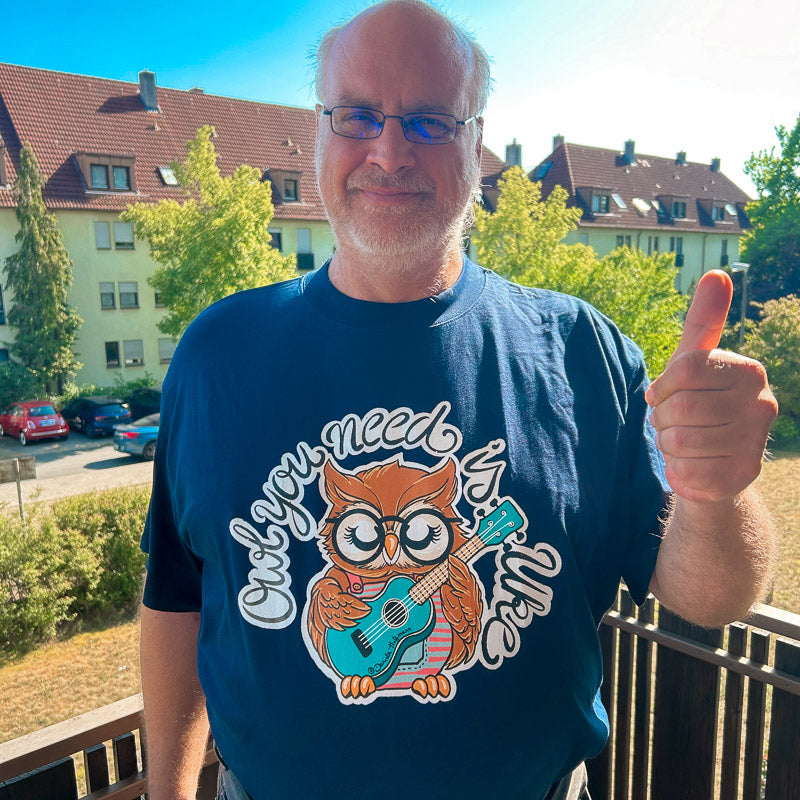 Ukulele Damen T-Shirt - "Owl you need is Uke" - CURVY VIBES