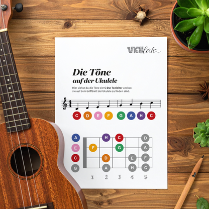 Die Töne auf der Ukulele (PDF)