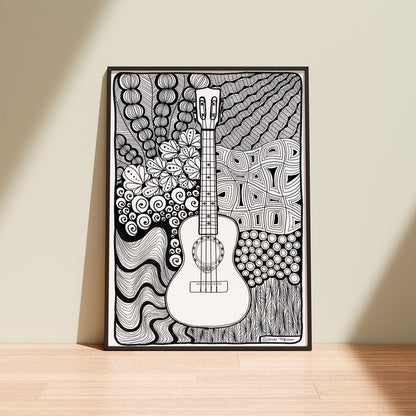 Ukulele Zentangle-Ausmalbild | Edition 03