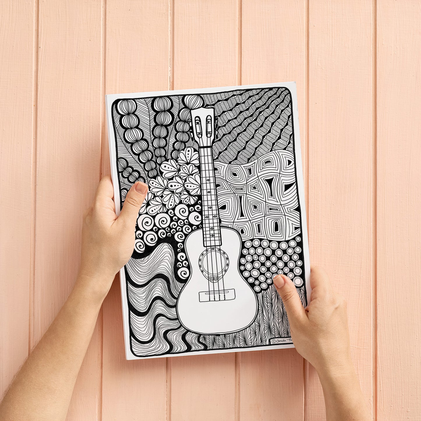 Ukulele Zentangle-Ausmalbild | Edition 03