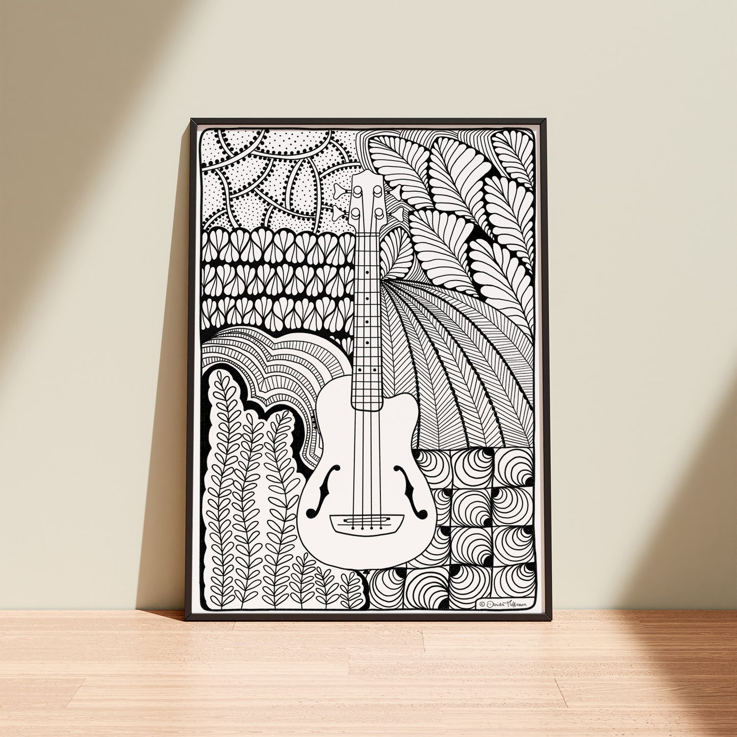 Ukulele Zentangle-Ausmalbild | Edition 04