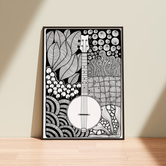 Ukulele Zentangle-Ausmalbild | Edition 05