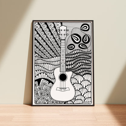 Ukulele Zentangle-Ausmalbild | Edition 06