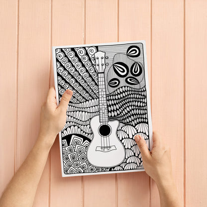 Ukulele Zentangle-Ausmalbild | Edition 06