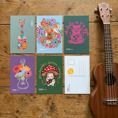 UKUlala Postkarten-Set – 5 Lieblingsmotive für Ukulele-Menschen