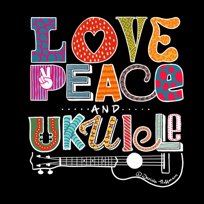 Ukulele-Sweatshirt - "LOVE, PEACE & UKULELE"