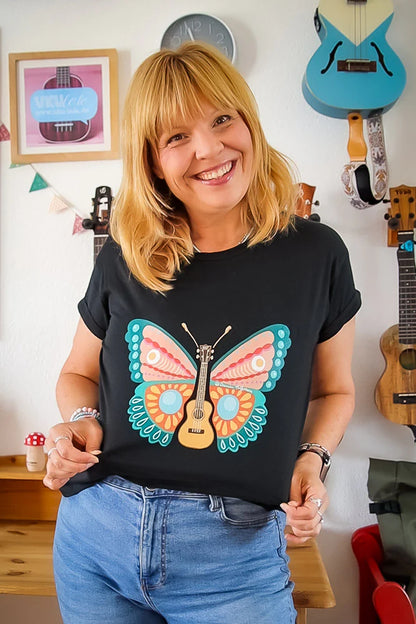 Damen Premium T-Shirt - "Ukulele Schmetterling"