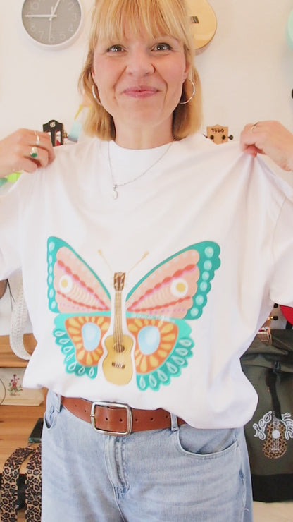 Ukulele Damen T-Shirt - "Flower Power" - CURVY VIBES