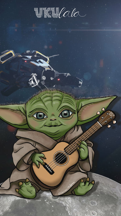 Ukulele T-Shirt Unisex - "Meister Yoda: Ukulele spielen du musst" - Schwarz/Weiß-Edition